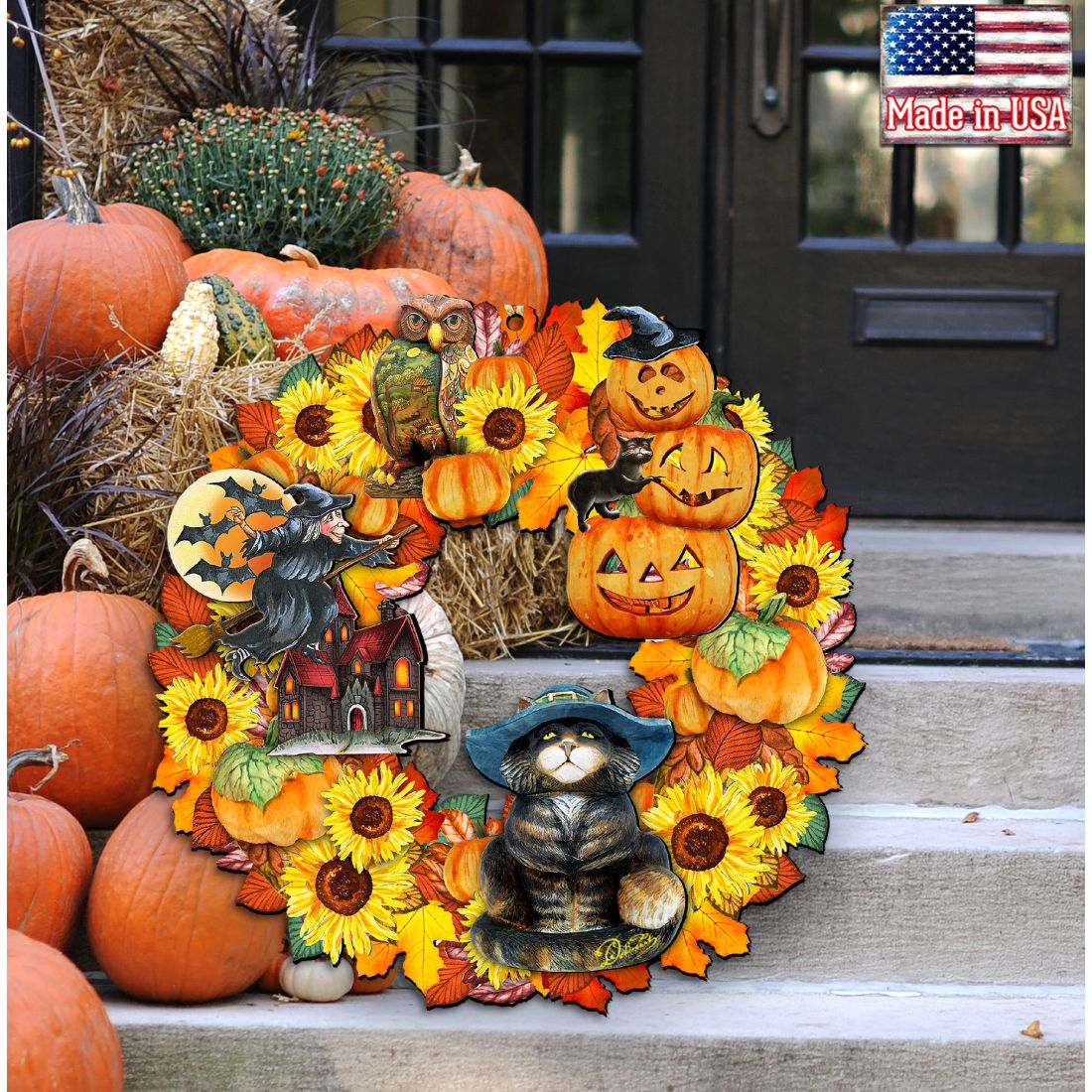 Halloween Holiday Door Wreath by G. DeBrekht - Thanksgiving Halloween Decor - 8185317H-1