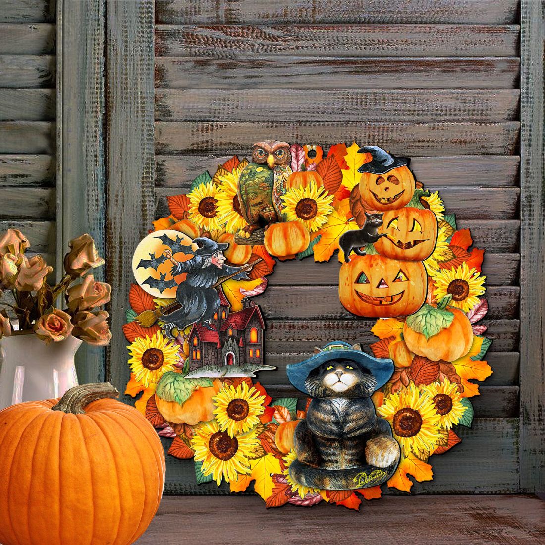 Halloween Holiday Door Wreath by G. DeBrekht - Thanksgiving Halloween Decor - 8185317H-2