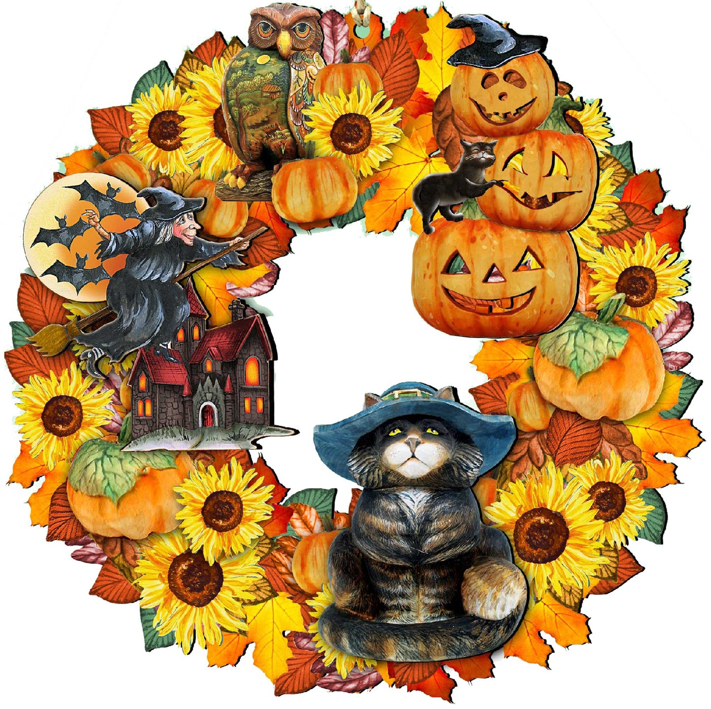 Halloween Holiday Door Wreath by G. DeBrekht - Thanksgiving Halloween Decor - 8185317H-4