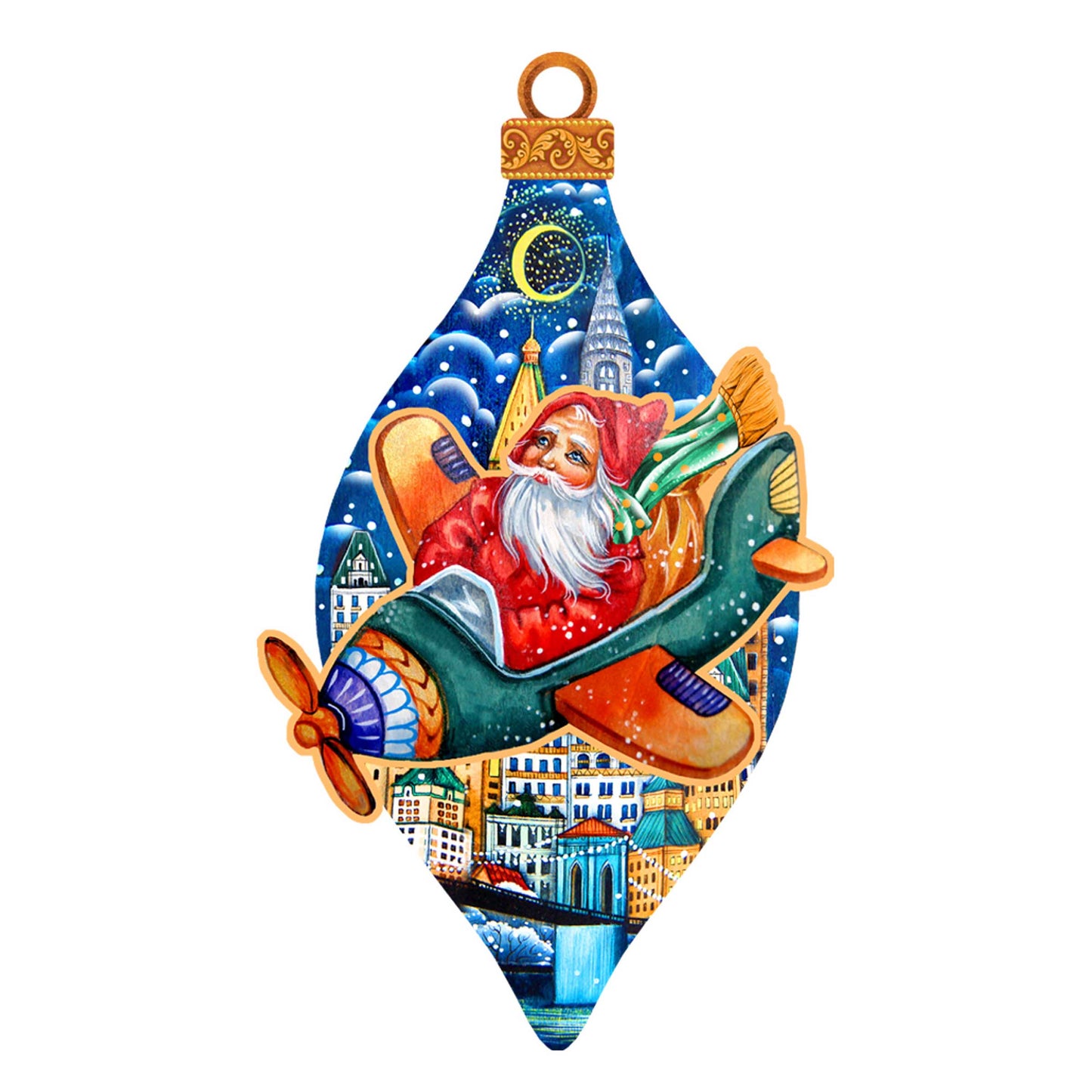 Santa On an Airplane Christmas Door Decor by G. DeBrekht - Christmas Santa Snowman Decor - 8112170H-4