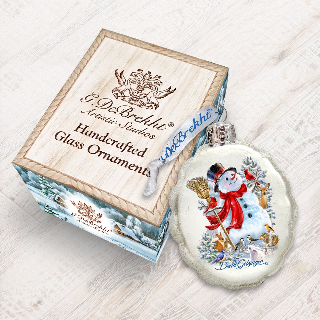 Frosty Forest Friends Mercury Glass Ornament by D. Gelsinger - Christmas Santa Snowman Decor - 778102-1624-2