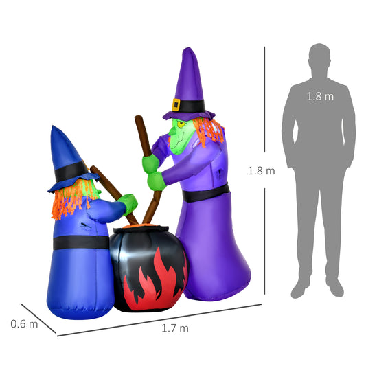 HOMCOM 1.8H m Halloween Inflatable Witches Decoration, Polyester-1