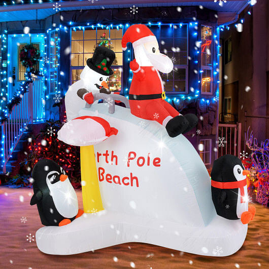 6 Feet Christmas Inflatable with Blow up Penguins and Santa Decoration-3