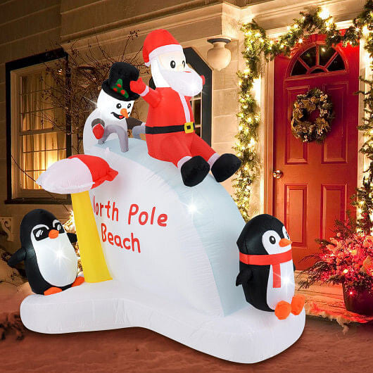 6 Feet Christmas Inflatable with Blow up Penguins and Santa Decoration-2
