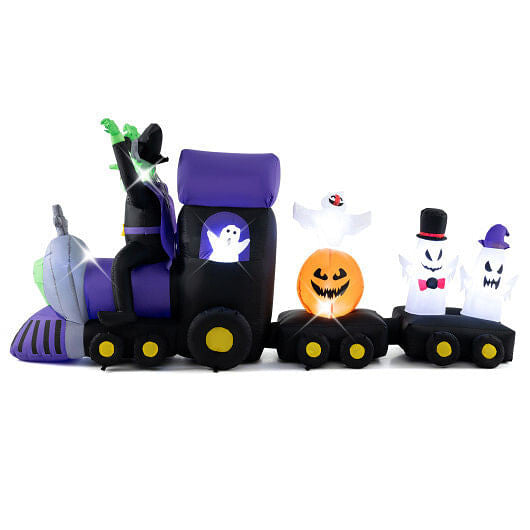 8.2 Feet Long Halloween Inflatable Train with Witch and 4 Ghosts-4