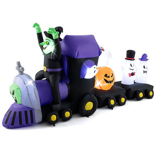 8.2 Feet Long Halloween Inflatable Train with Witch and 4 Ghosts-0