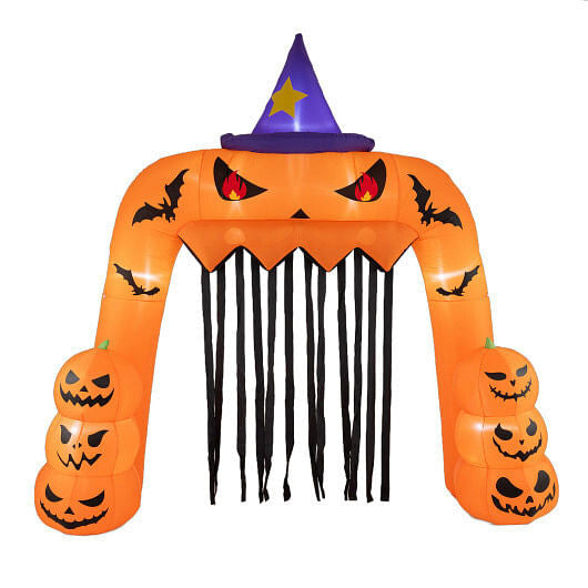 Halloween Inflatable Pumpkin Archway with Stakes and Water Bags-0