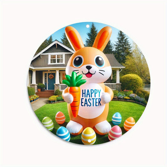Easter Bunny Inflatable with Vintage Metal Sign-0